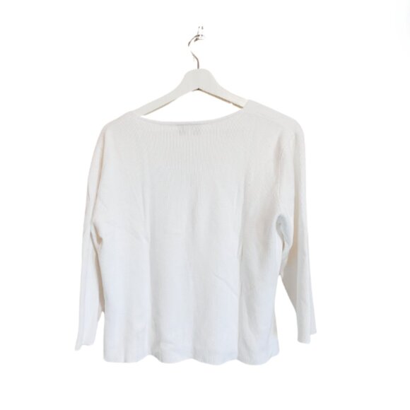 Classic Collections Women's Vintage White Button-Up V-Neck Sweater Size Large - Picture 2 of 6
